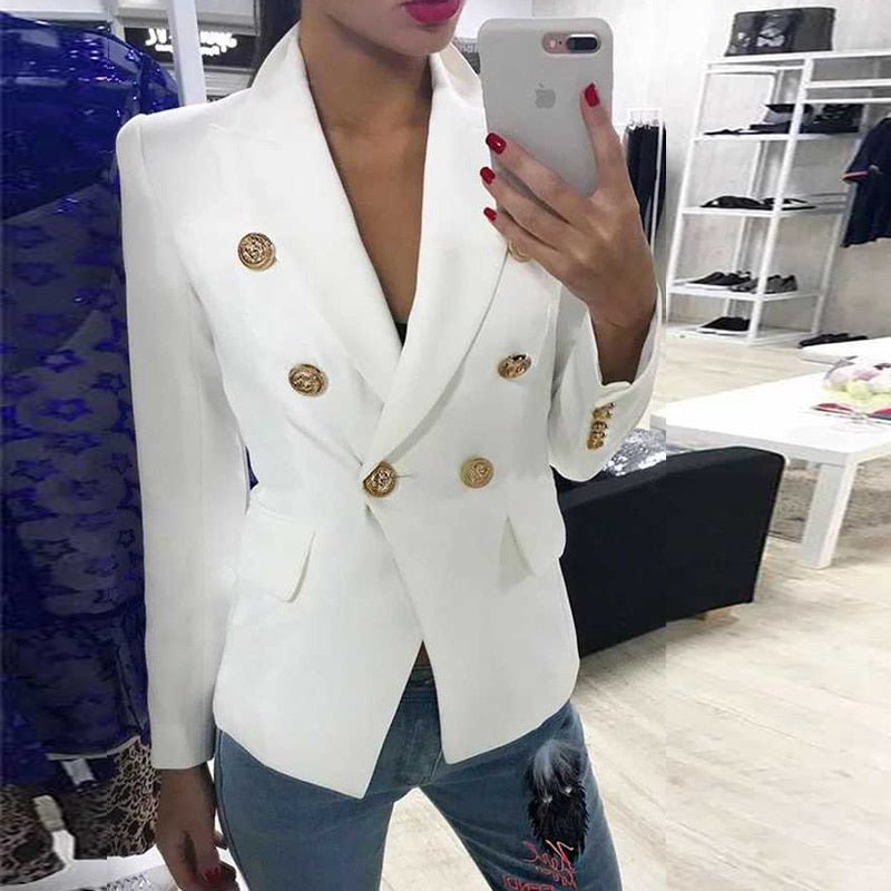 Elevate Your Office Attire with HAGEOFLY's Double-Breasted Button Blazer - Woman's Heaven