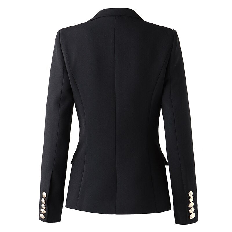 Elevate Your Office Attire with HARLEYFASHION's Classic European Style Black Blazer - Woman's Heaven