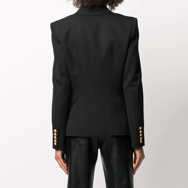 Elevate Your Office Attire with HARLEYFASHION's Classic European Style Black Blazer - Woman's Heaven
